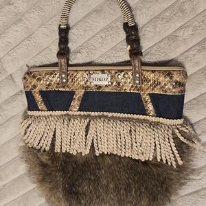 Brown and Gold Fringe Shoulder Bag